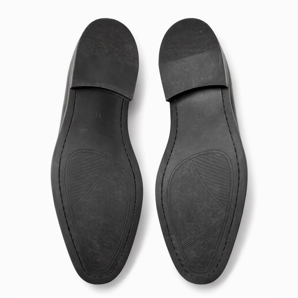 Mens Black Dress Shoes Size 11 Cap Toe Oxford Leather - Picture 6 of 8